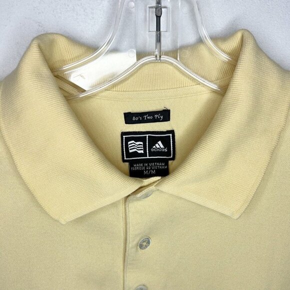 Adidas Men's Solid Yellow Short Sleeve 80's Two Ply Stretch Polo Size M - Picture 5 of 7